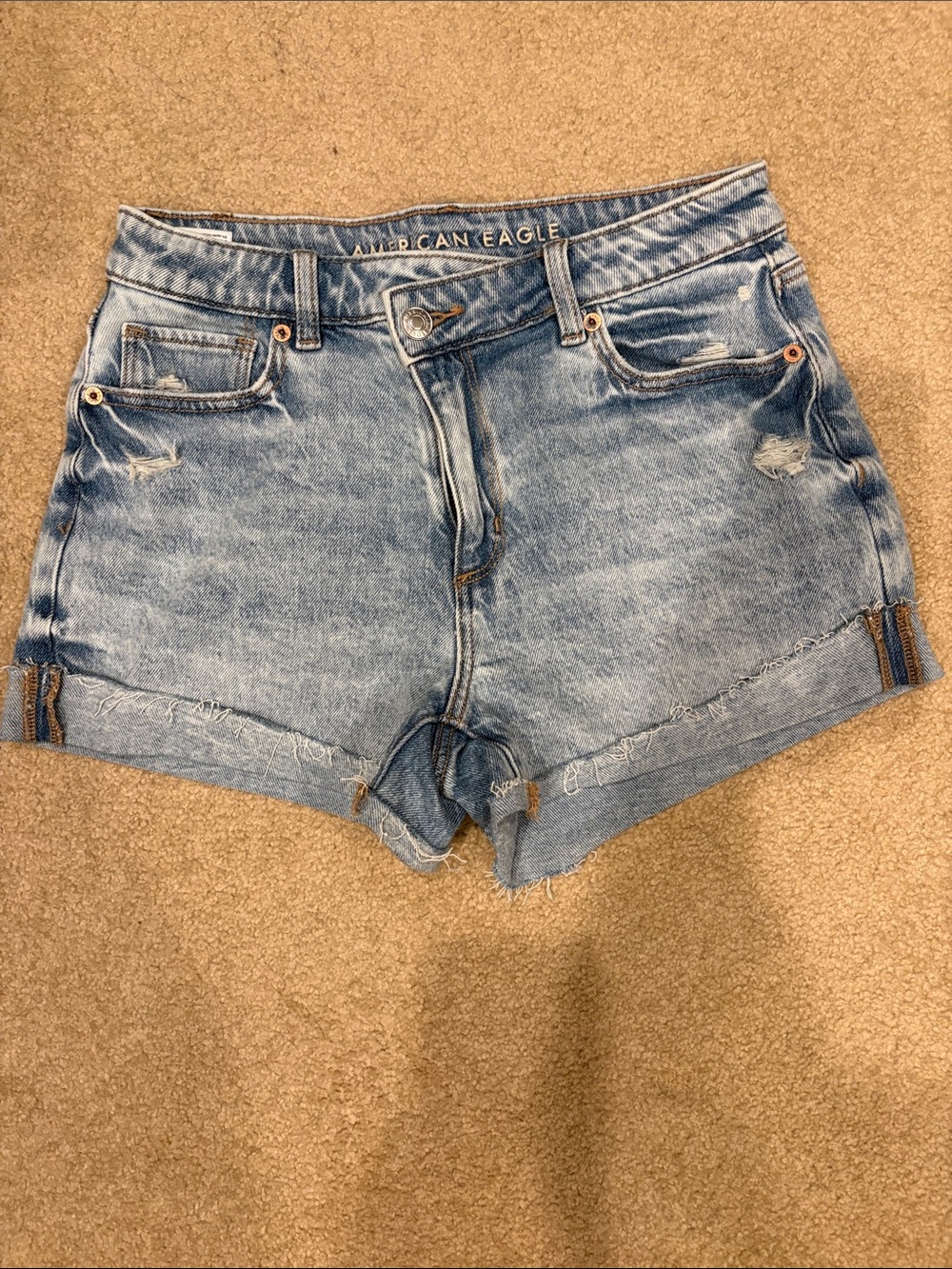 American Eagle Outfitters Light Wash Denim Cross Waist Jean Shorts